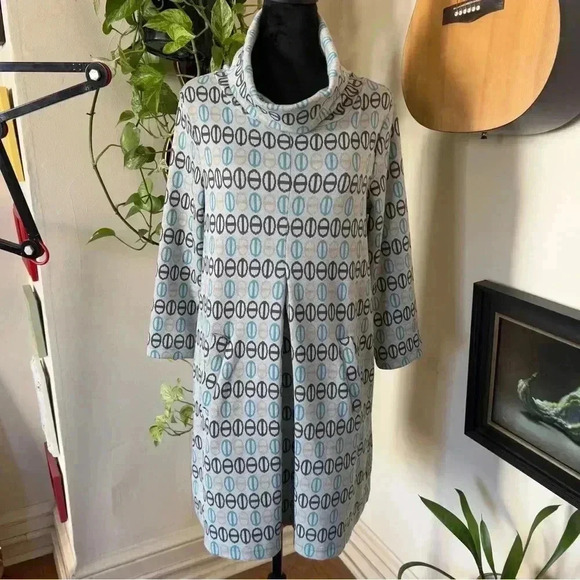Tyler Boe Kim Knit Dress - Blue Geometric - Size Small - Picture 1 of 8